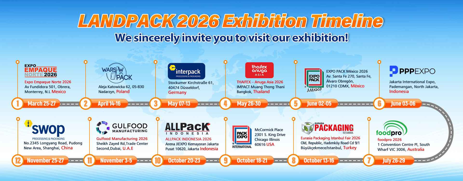 The Following Is Our Exhibition Timeline In 2026, Welcome To Visit Our Exhibition!