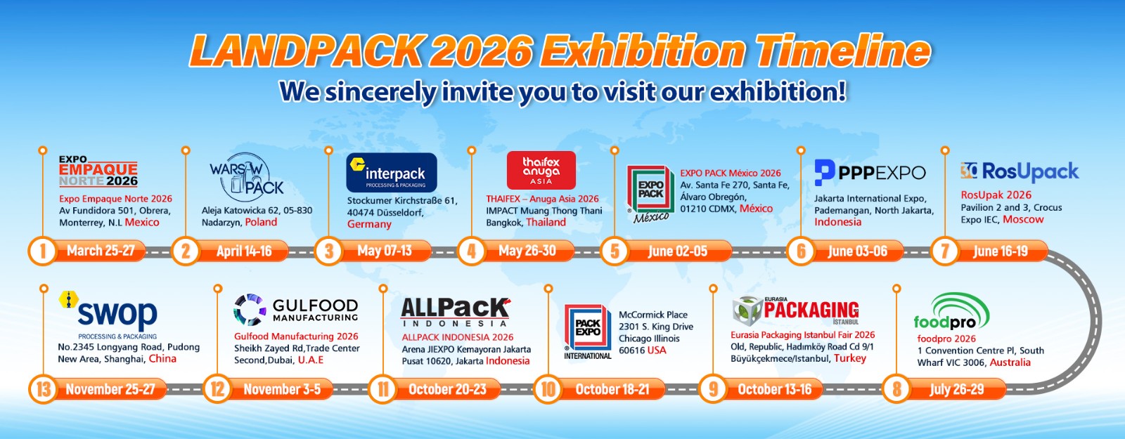 The Following Is Our Exhibition Timeline In 2026, Welcome To Visit Our Exhibition!