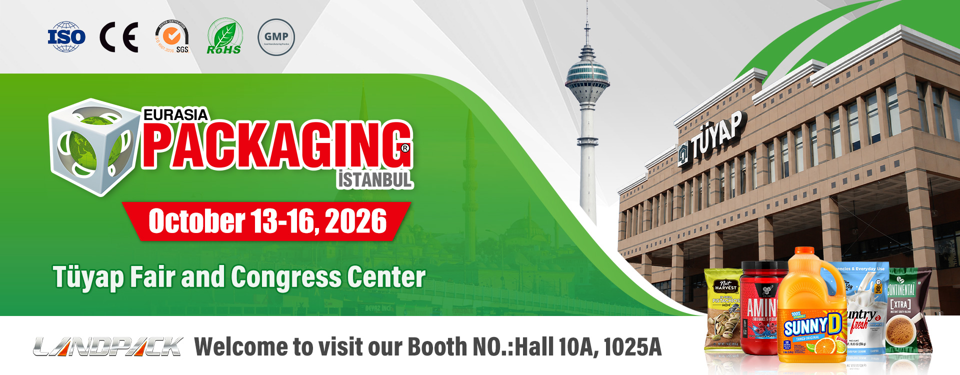 Meet LANDPACK at Eurasia Packaging Istanbul 2026 — Hall 10A, Booth 1025A Meet LANDPACK at Eurasia Packaging Istanbul 2026 — Hall 10A, Booth 1025A