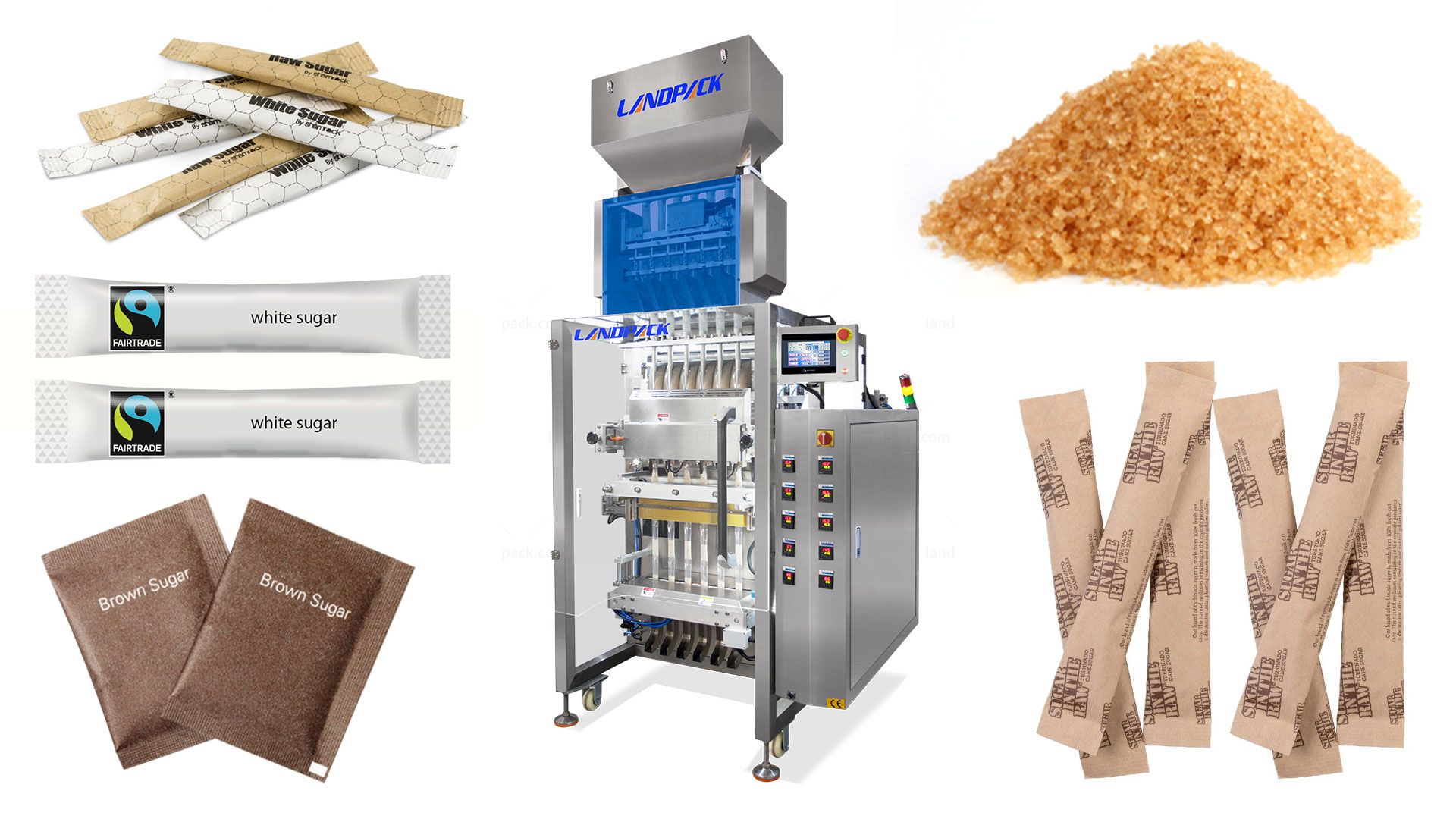 Automatic 6 Lane Sugar Salt Stick Bags Filling And Packing Machine