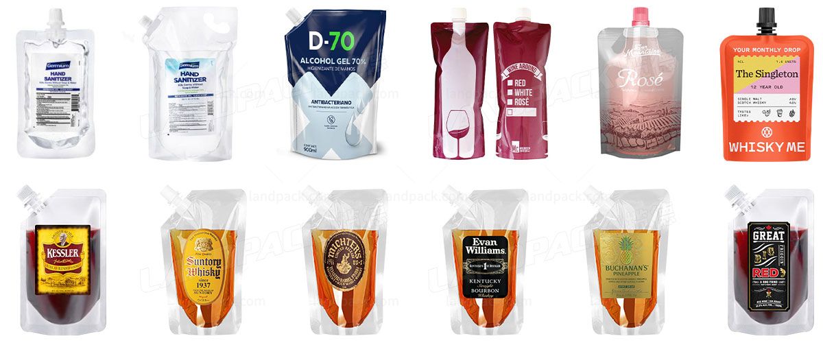 High Speed Alcohol Liquor Spout Pouch Filling Capping Packing Machine