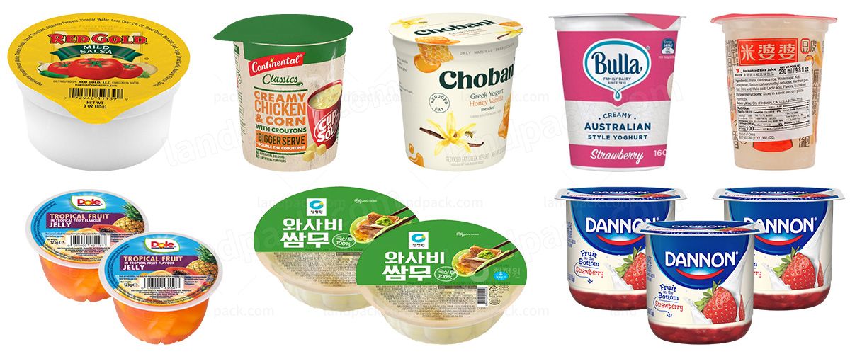 Automatic Cup Filling Sealing Machine For Pickle Soy Garlic Chilli Sauce Yogurt
