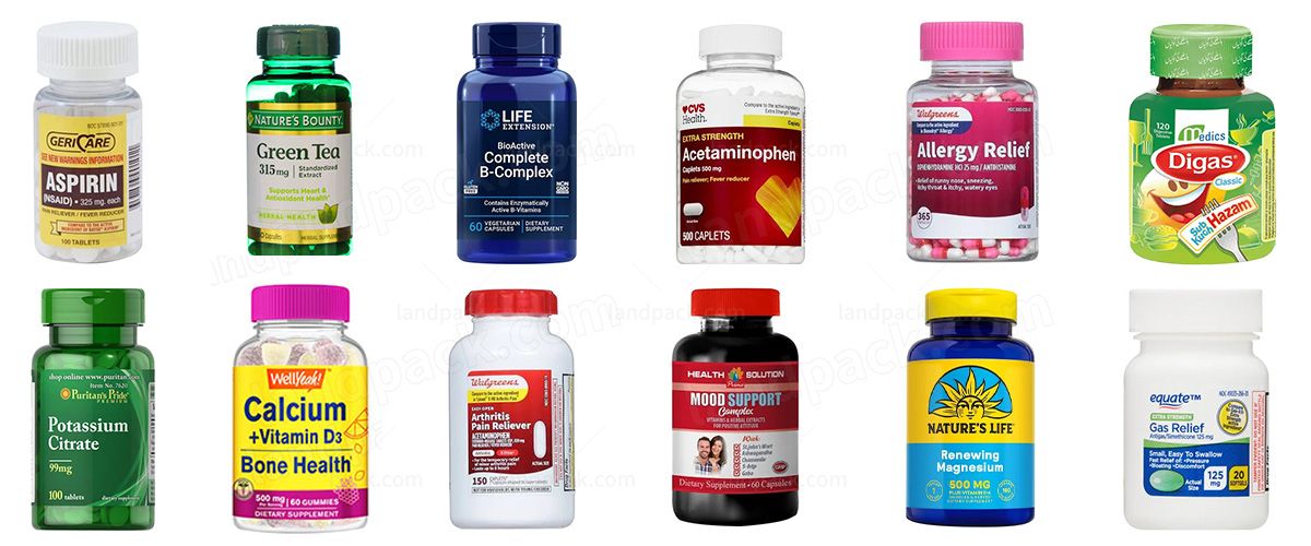 Automatic Pharma Tablet Capsule Bottle Counting Filling Capping Labeling Machine Line
