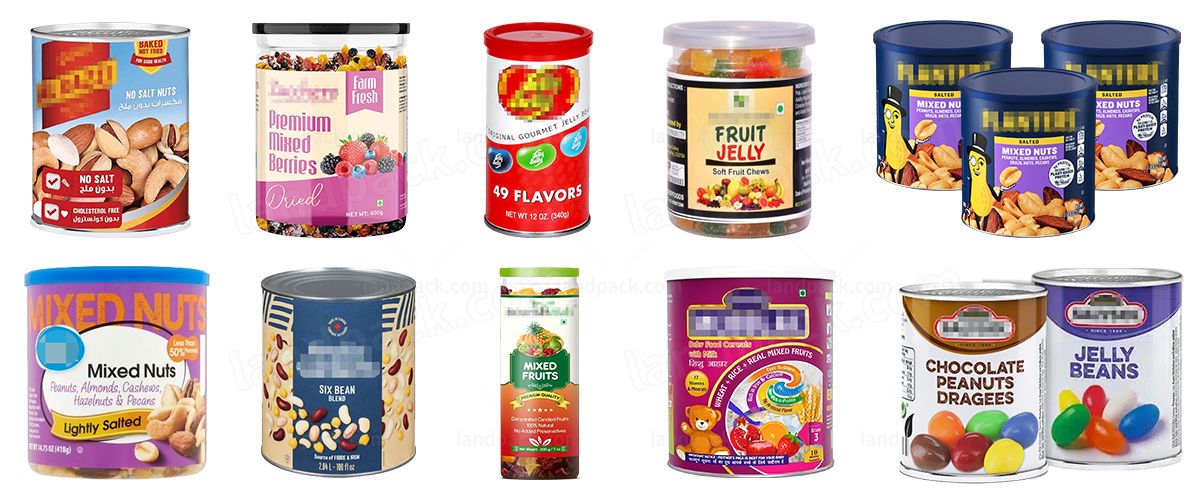 Automatic Mixed Nuts Peanuts Can Tin Filling Sealing and Labeling Machine Automatic Mixed Nuts Peanuts Can Tin Filling Sealing and Labeling Machine