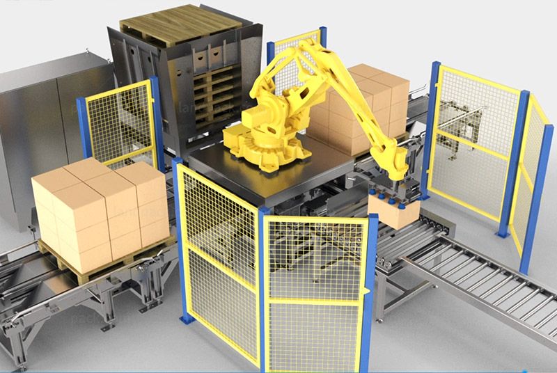 Automatic Carton Case Packing System with Palletizer Machine For Pouch Automatic Carton Case Packing System with Palletizer Machine For Pouch
