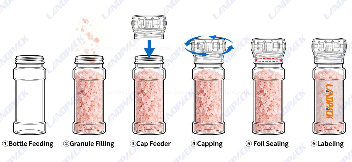 Automatic Granule Filling Capping Labeling Machine Sea Salt Filling Machine