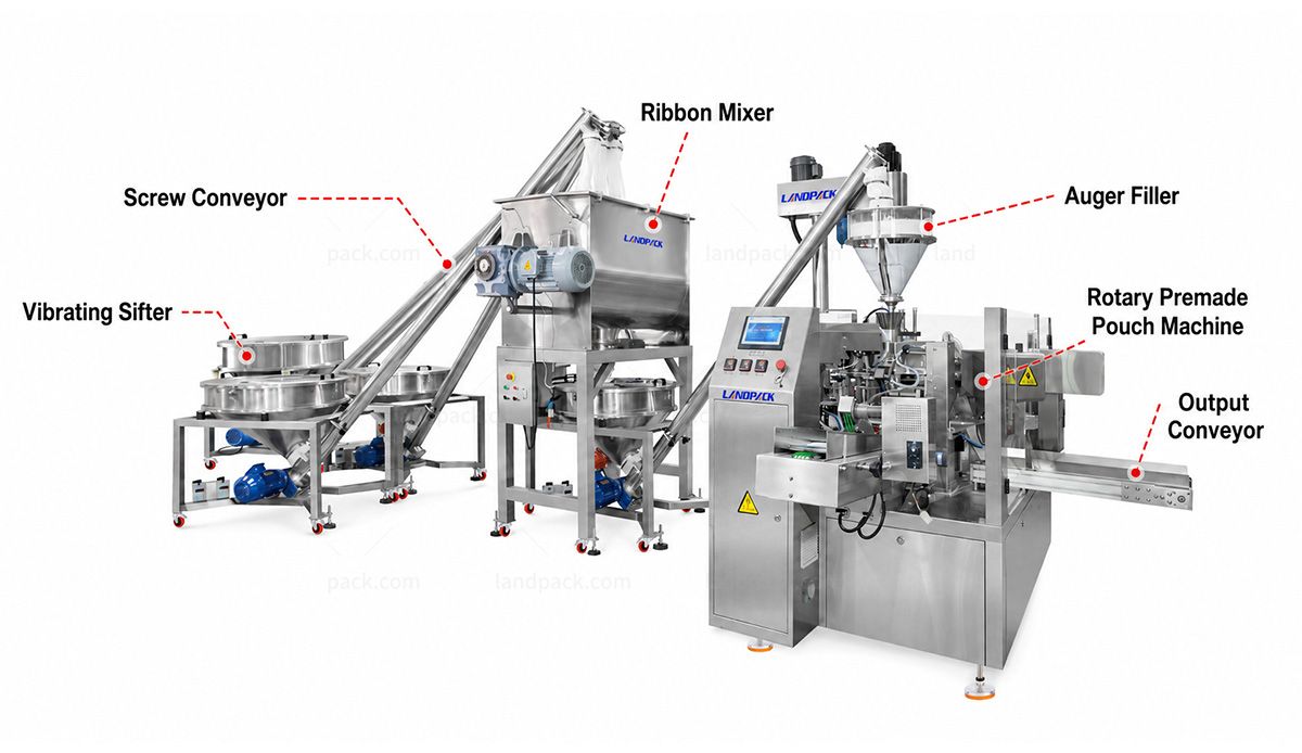 Automatic Powder Premade Pouch Packing Machine Three In One Fill And Seal Machine